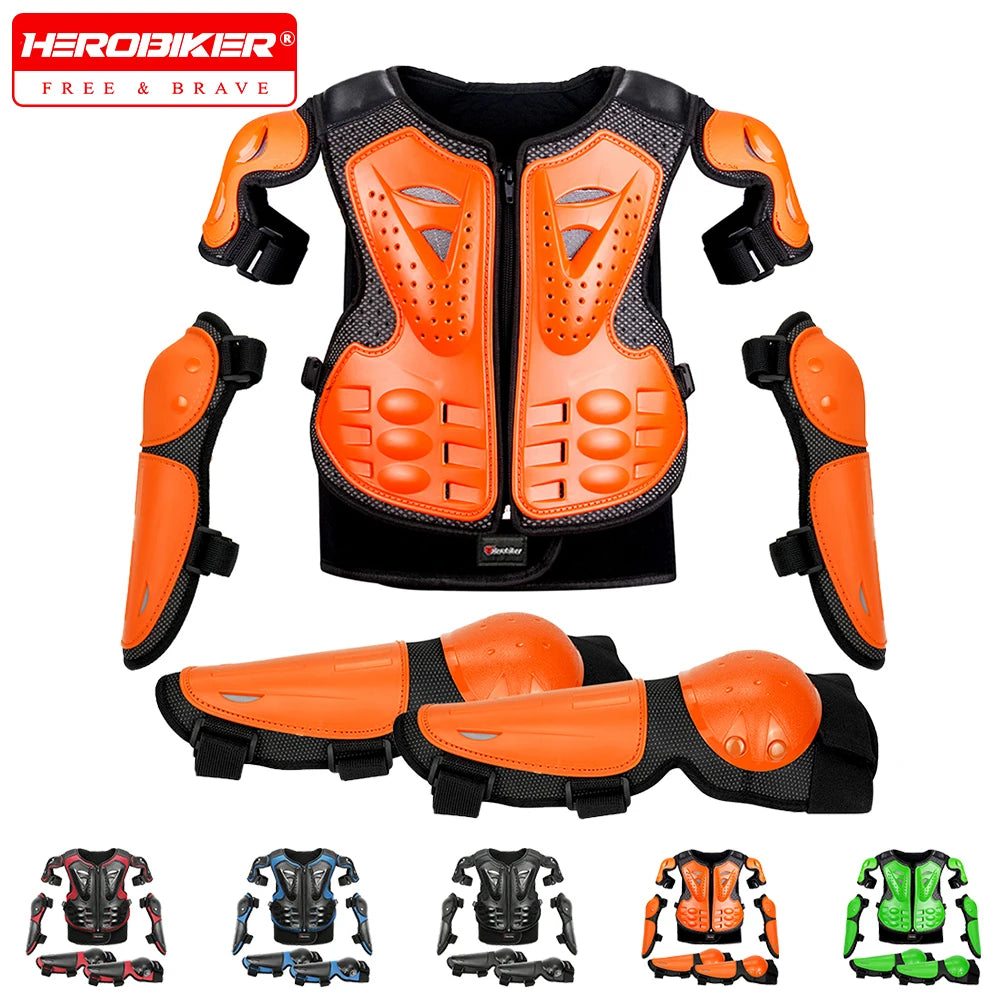 Motorcycle Armor Kid's Chest Vest Protection Motocross Riding Armor Jacket Protective Armors Motorbike Kneepads Moto Full Armor