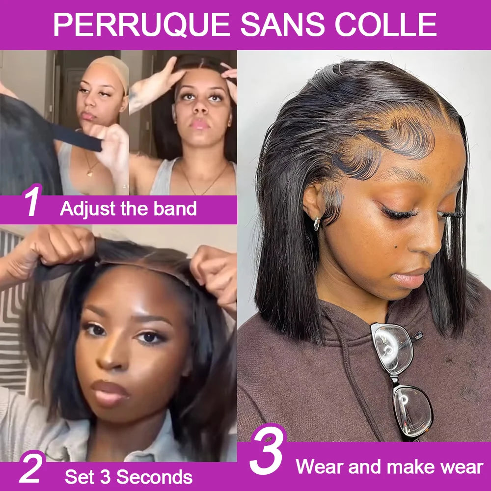 250% Density Bob Wigs Straight Glueless Human Hair Lace Front Wigs 13x4 Short Bob Brazilian Remy Hair Preplucked Lace Front Wigs
