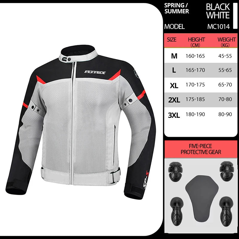 Motorcycle Jacket Anti-fall Breathable Summer Men Coat Moto Protective Gear Motorbike Riding Clothing Moto Jacket