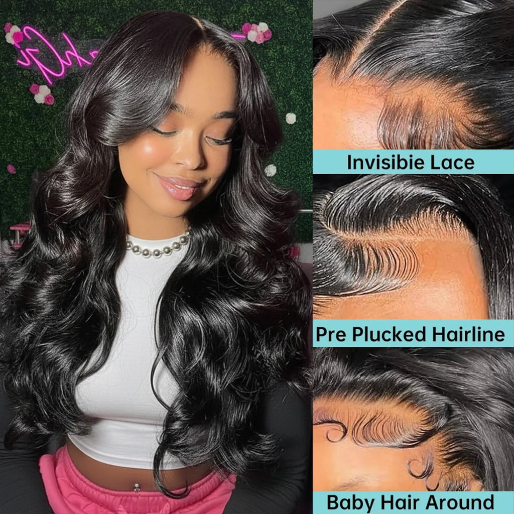 30 40 Inch Body Wave 13x6 HD Lace Frontal Wigs Brazilian Hair 13x4 Transparent Lace Front Human Hair Wigs for Women Pre Plucked