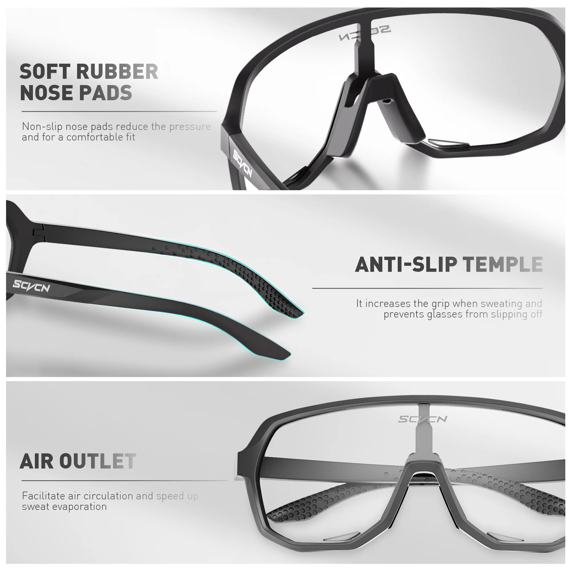 SCVCN Hot Photochromic UV400 Cycling Glasses Motorcycle Bike Riding Outdoor Sport Cycling Sunglasses Men Women Hiking Goggles