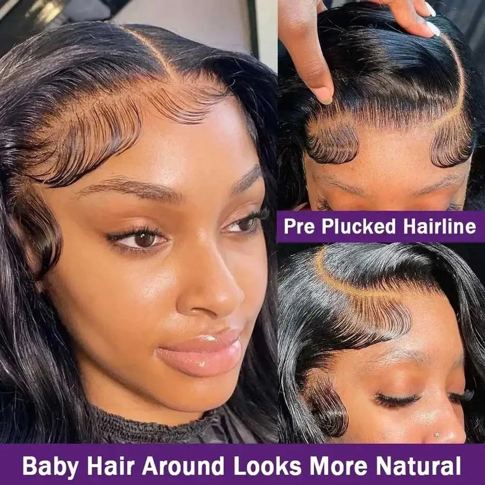 13x6 Lace Front Wigs Human Hair 250 Density Hd Body Wave Lace Frontal Human Hair Wigs For Women Glueless Pre Plucked Black Wig