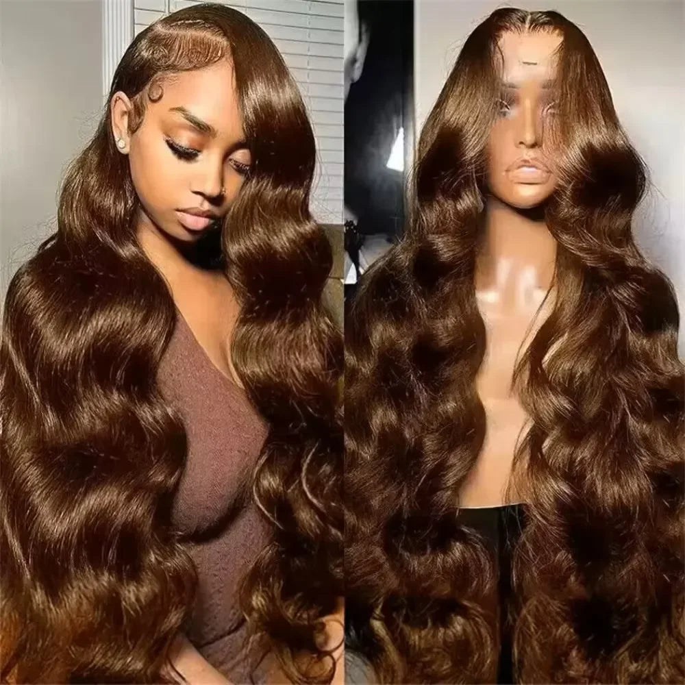 16-36 Inch Chocolate Brown Body Wave Lace Front Wigs 13x4 13x6 HD Lace Front Human Hair Brazilian Colored Lace Frontal Wig