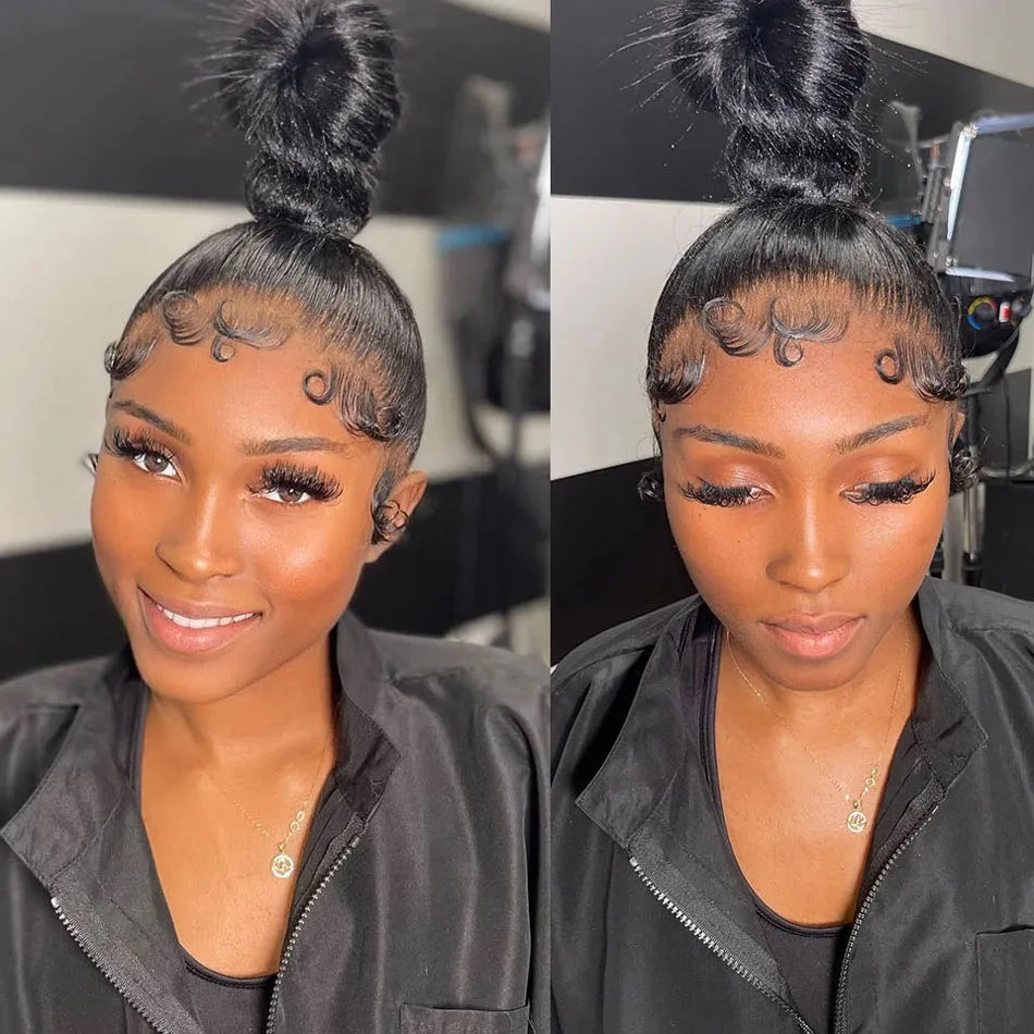 360 Full Lace Straight Wig 200 Density Glueless Invisi-Drawstring Brazilian Virgin Hair HD Transparent Lace Front Wigs For Women