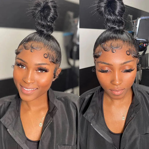 360 Full Lace Straight Wig 200 Density Glueless Invisi-Drawstring Brazilian Virgin Hair HD Transparent Lace Front Wigs For Women