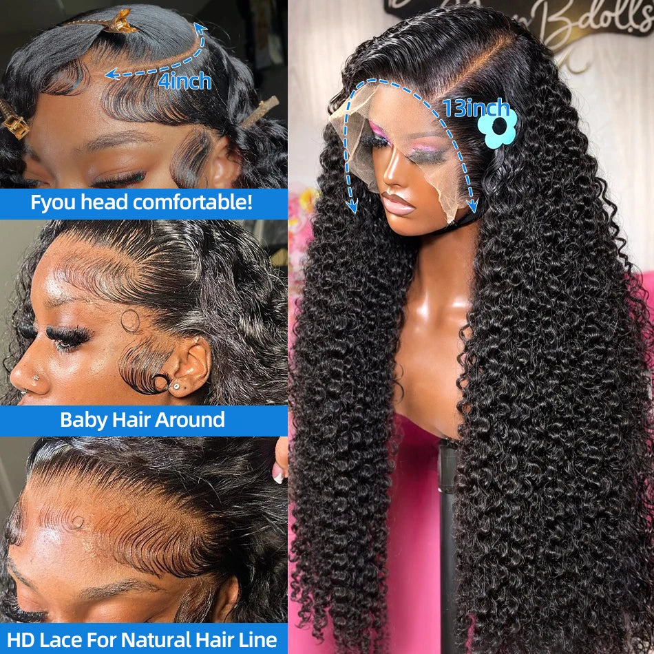 Lakeisha Deep Wave Frontal Wig Transparent 13x6 HD Lace Frontal Human Hair Wigs Curly Human Hair Lace Frontal Wigs For Women