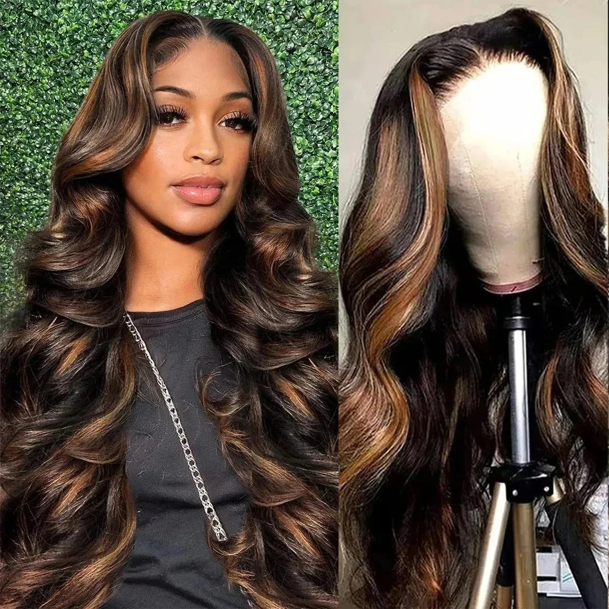 Havren Body Wave Lace Front Wig 13x6 Closure Wig 5x5 Hd Lace Highlight Wig Human Hair P4/27 1b/30 Highlight Wig Brazilian Hair