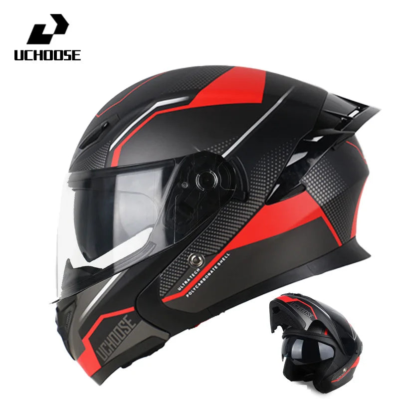 Motorcycle Helmet Dual Lens Cross-section Helmet Outdoor Cycling Flip Up Helmet Capacete Casco Moto with Bluetooth Headphones