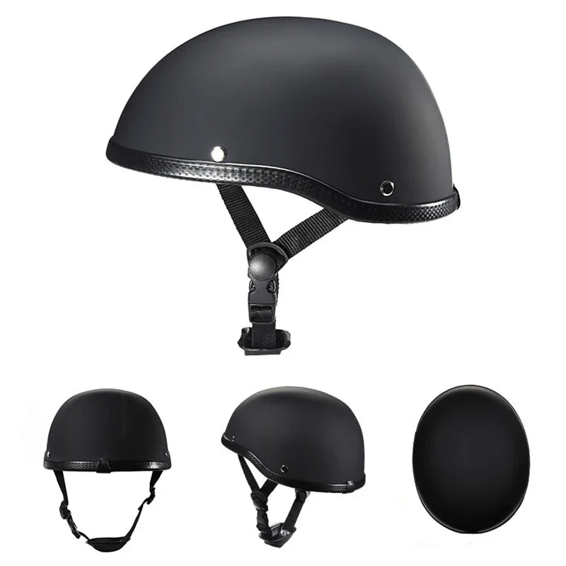 2025 summer Vintage Motorcycle Cruiser Helmet Half Face German Helmet Motorcycle Helmet Bright Black Car-styling