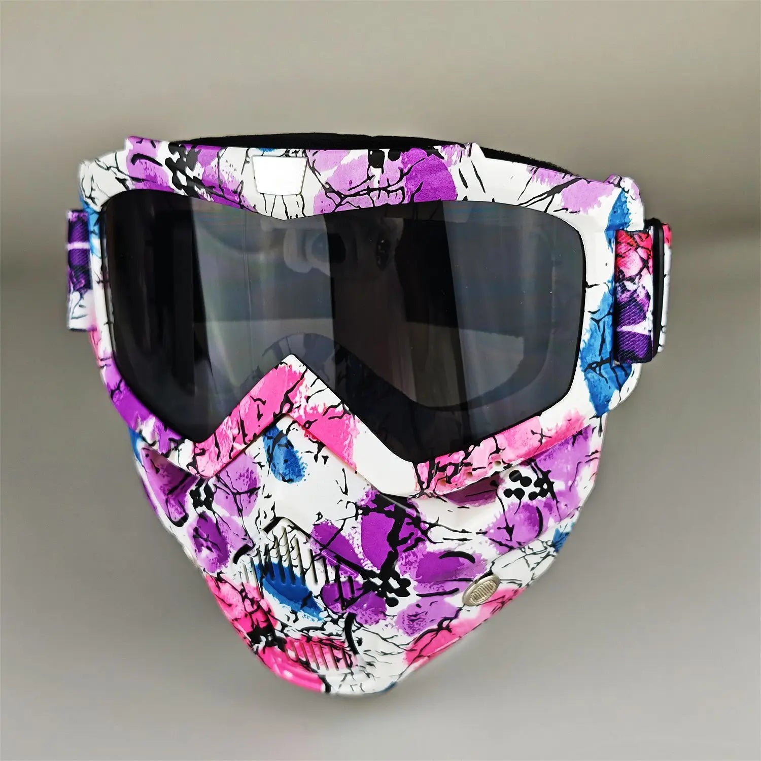 Motorcycle Glasses Riding Glases with Removable Face Mask, Removable Anti-fog Glasses, Mouth Filter, Adjustable Anti-slip Strap
