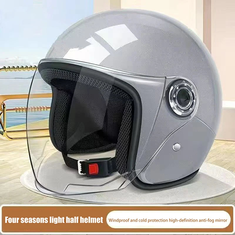 1 Piece Men Woman Electric Riding Lens Helmet Four Seasons Comfortable Ventilation Adjustable Motorcycle Safety Helmet