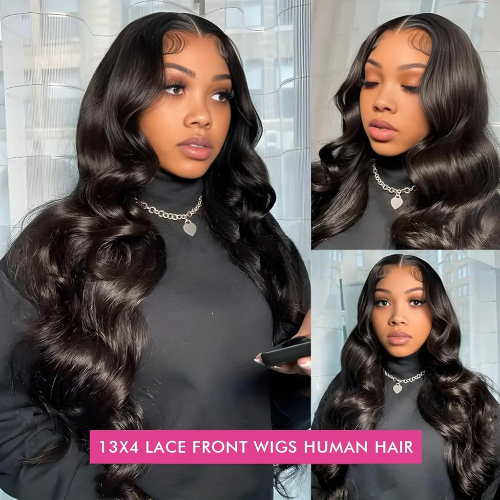 200％ Density Body Wave Lace Front Wigs Human Hair Pre Plucked 13x4 HD Lace Frontal Wigs for Women Glueless Wigs Brazilian Virgin
