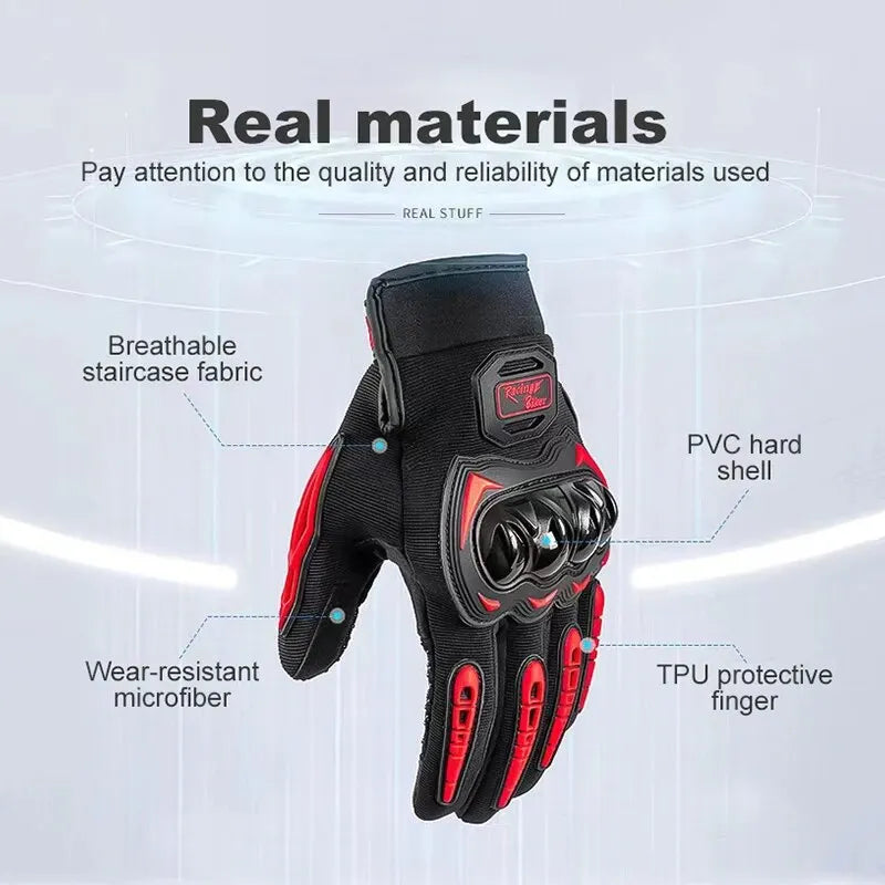 Motorcycle Riding Gloves Men's Non-Slip Off-Road Racing Bicycle Gloves Black Summer and Winter Anti-Fall Cycling Gloves