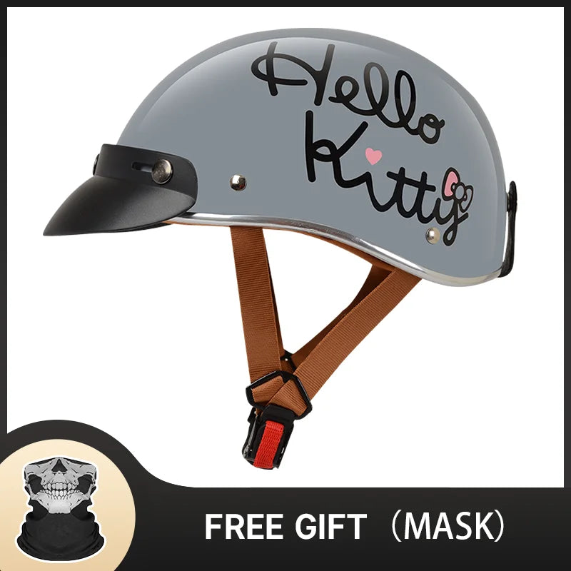 Hot Sale Cute Pink Motorbike Half Face Motorcycle Helmets for Women Chopper Biker Unisex Cascos Para Moto with DOT Approved