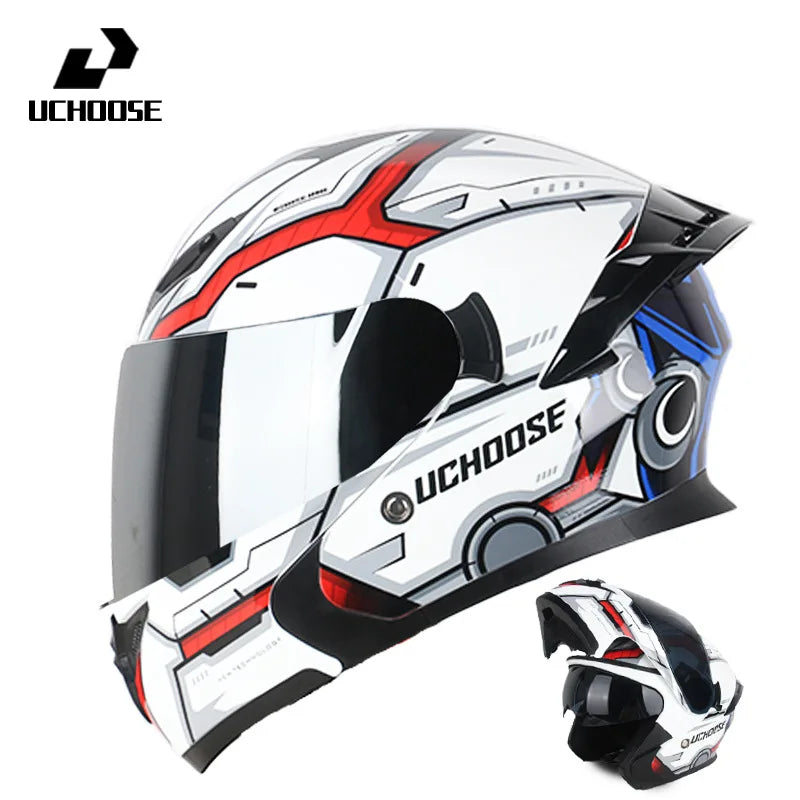 Motorcycle Helmet Dual Lens Cross-section Helmet Outdoor Cycling Flip Up Helmet Capacete Casco Moto with Bluetooth Headphones