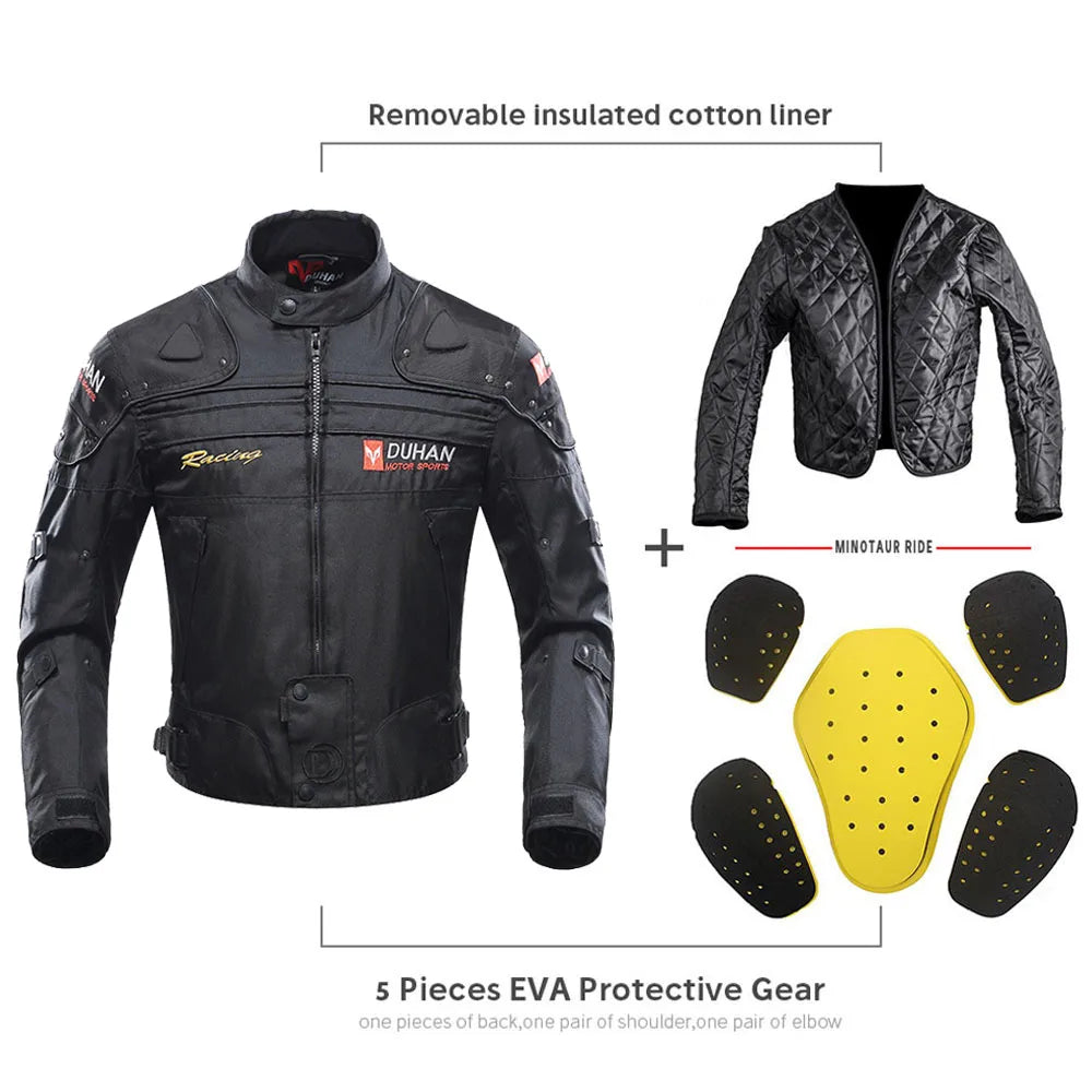 DUHAN Windproof Motocross Jacket Motorcycle Pants Men Motorcycle Jacket Wear-resistant Body Armor Moto Clothing  for Winter
