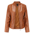 Punk Leather Jacket for Women, Large Standing Neck, Motorcycle Coat, Spring and Autumn Clothing, Temperament