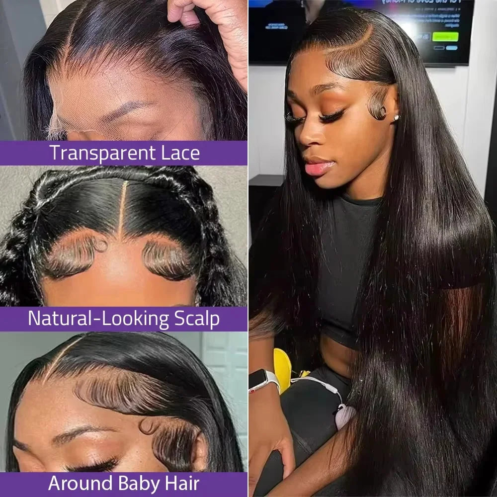 13x6 13X4 Hd Lace Frontal Hair 32 Inch Straight Transparent Lace Human Hair Wigs For Black Women Bone Straight Human Hair Wigs