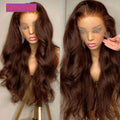 220Density HD Chocolate Brown 13x4 Body Wave Lace Front Wig Brazilian 13x6 Lace Frontal Wigs For Women Remy Human Hair Wig