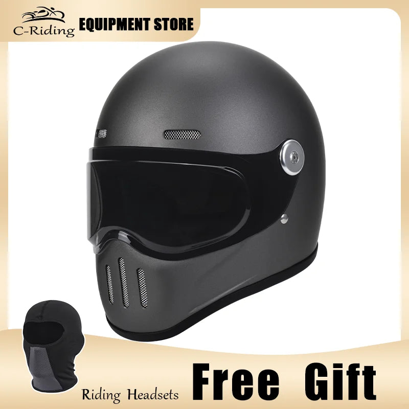 C-Ridng Genuine Carbon Fiber Adventure DOT Certified Modular Design Style Full Face Motorcycle Helmet with Dark Detachable Lens
