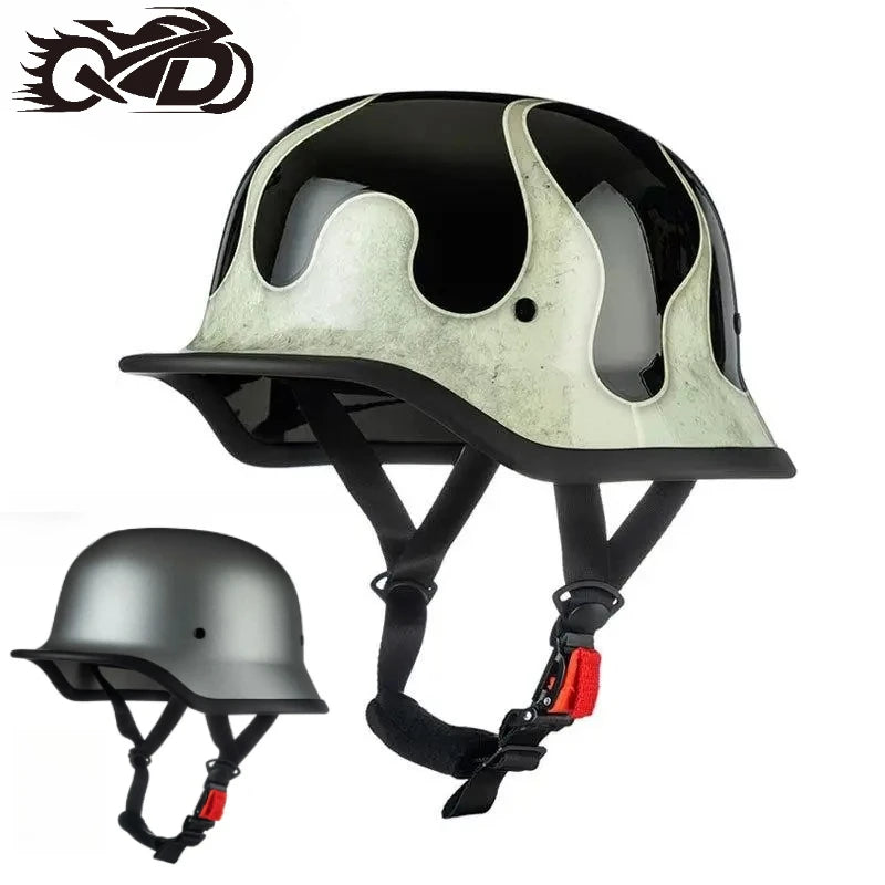 DOT Approved Motorcycle Helmet ABS Material Retro Moto Helmet Capacete De Moto Half Helmet Equipment German Tactical Vintage