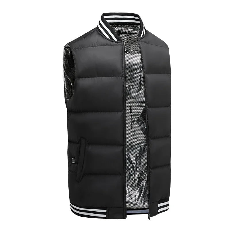 Thickened Down Cotton Heating Vest USB Charging Unisex Sleeveless Couple Outerwear Motorcycle Rider Vest Autumn Winter Warmth