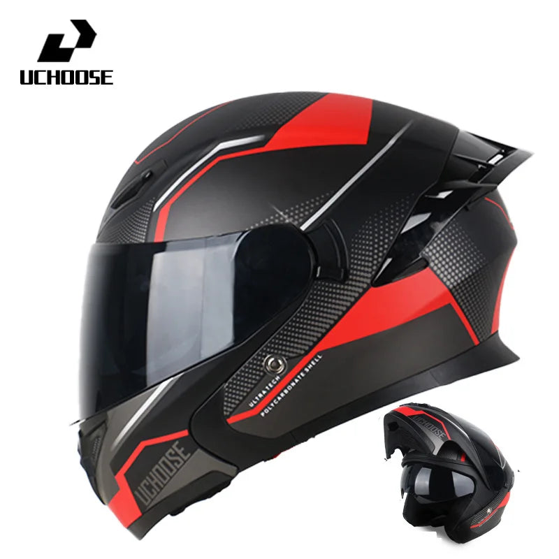 Motorcycle Helmet Dual Lens Cross-section Helmet Outdoor Cycling Flip Up Helmet Capacete Casco Moto with Bluetooth Headphones