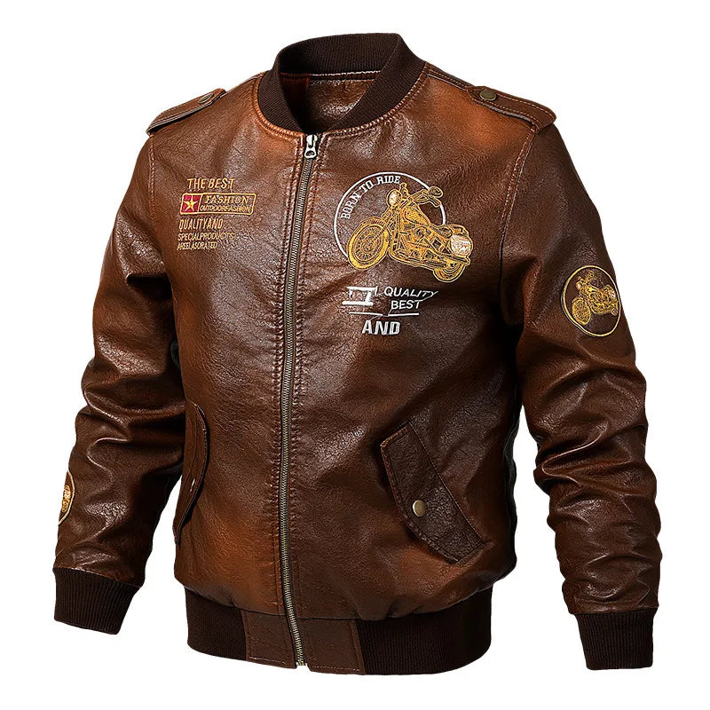 PU Leather Motorbike Jacket Men Autumn Winter Plush Washed Retro Motorcycle Jacket Motorcycle Accessories Moto Jacket Men