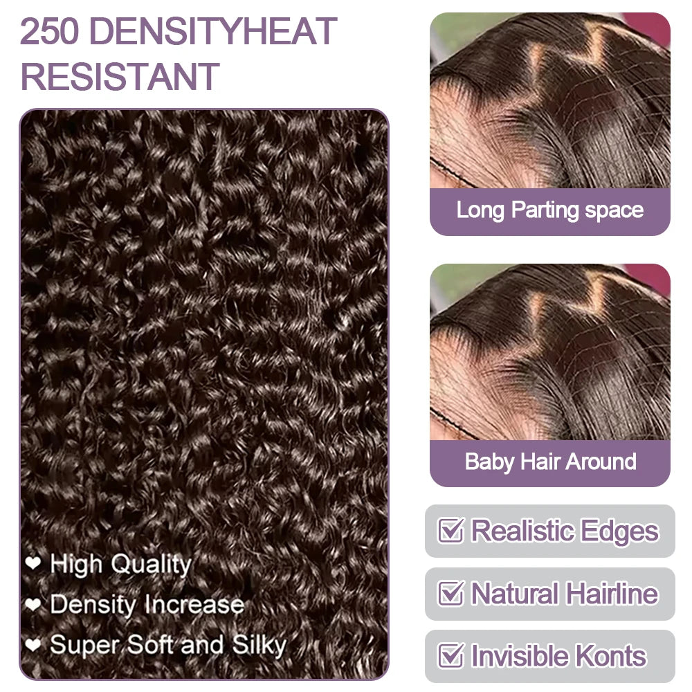 Chocolate Brown Jerry Curly Lace Front Wig 7x5 Gluleless Colored Human Hair Wigs Pre Plucked Deep Wave 13x6 HD Lace Frontal Wig