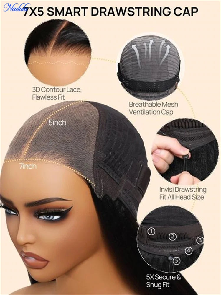Nadula Balayage Highlights Glueless Wigs 100% Brazilian Body Wave Human Hair Wigs 7x5 Bye Bye Slip™ Wig with Invisi Drawstring