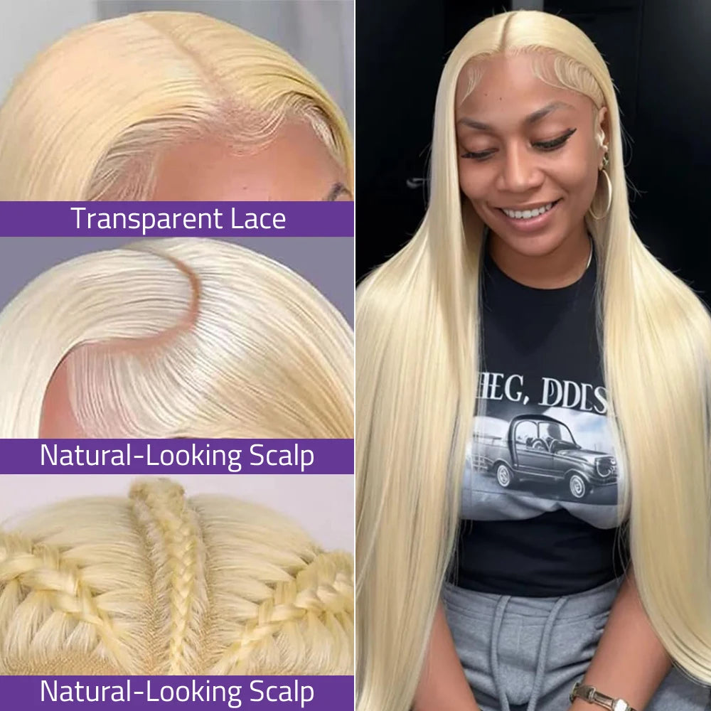 13x4 13x6 360 HD Transparent 613 Honey Blonde Color Lace Front Human Hair Wigs for Women Raw Brazilian Straight Lace Frontal Wig