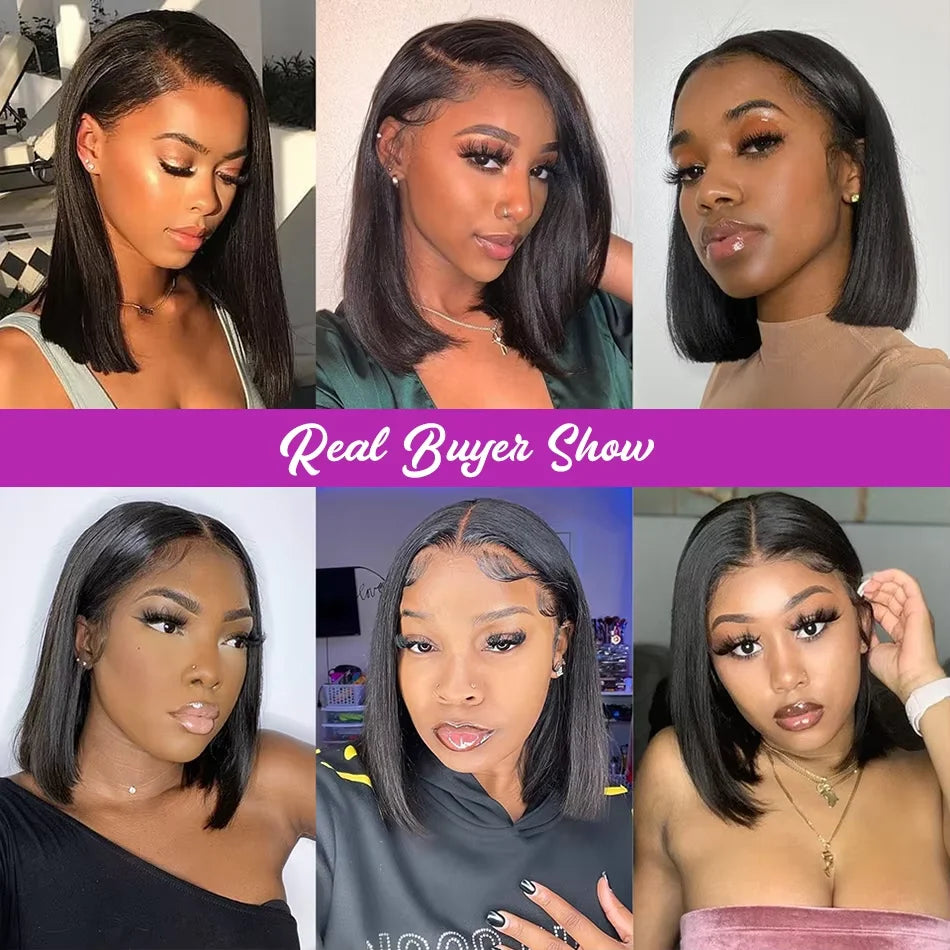 250% Density 13x4 13x6 HD Lace Front Human Hair Wigs For Women Brazilian Straight Short Bob Glueless Wigs 7x5 Lace Frontal Wigs