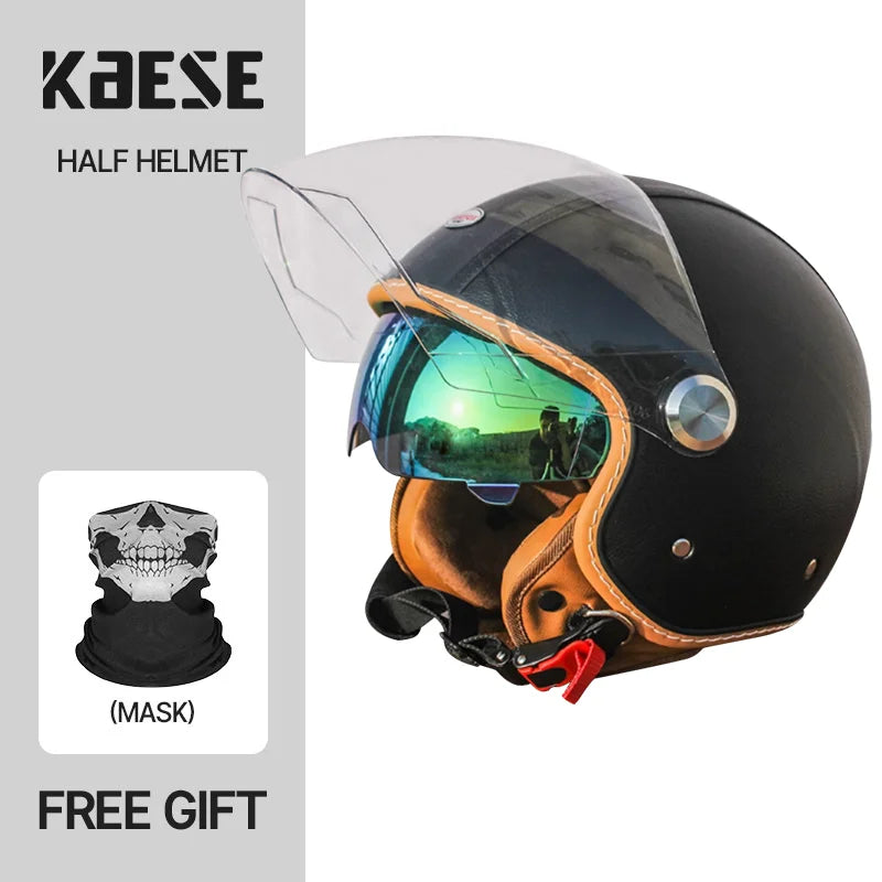 Handmade leather dot certified helmet helmet motorcycle for men for fall and winter seasons capacete de moto masculino