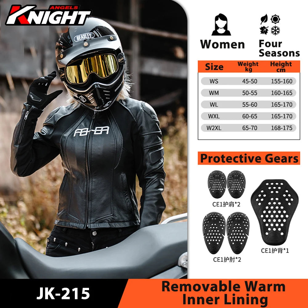 Motorcycle Riding Jacket Women Locomotive Thermal CE Protective Clothing Motorcross Racing Leather Jacket Four Seasons