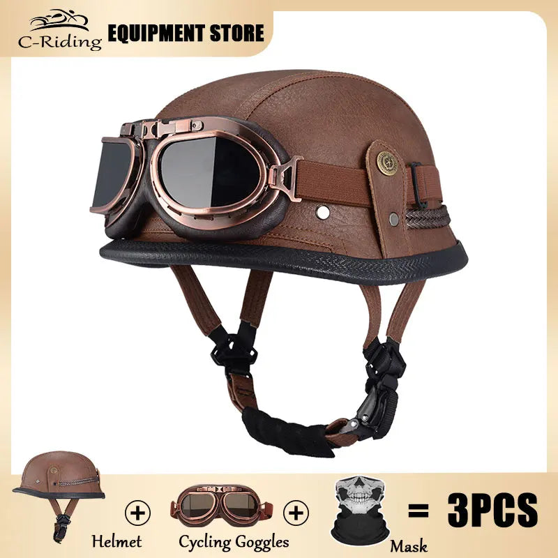 Motorbike Helmets Casco Moto Helmet Half Face Vintage Retro German Scooter Motorcycle Helmet Dot Approved Motorcycle Accessories