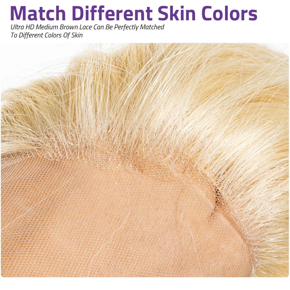 30 40 Inch 613 Blonde Straight Lace Frontal Wig 13x4 13x6 HD Transparent Lace 220% Density Brazilian Human Hair for Women