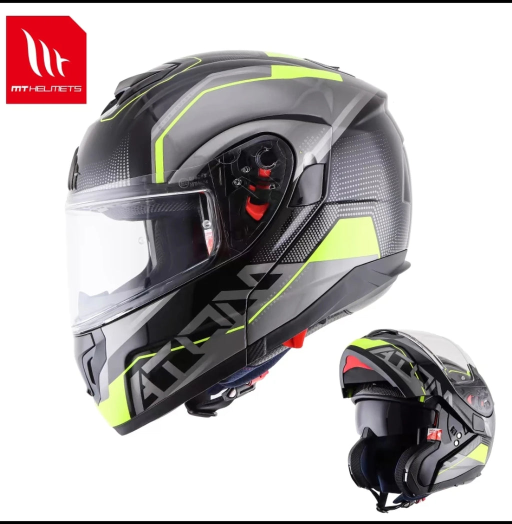 MT ATOM SV Double Lens Flip Up Helmet Motorcycle Safety Full Face Helmet for Men and Women DOT ECE Certification casco moto