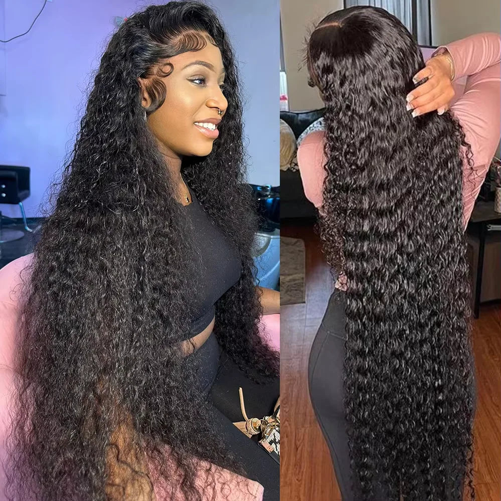 Brazilian Curly 250% Density 30 32 inch 13x6 HD Lace Front Human Hair Wigs Deep Wave 13x4 Frontal Wig Women Glueless Closure Wig