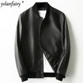 YOLANFAIRY 2025 Real Sheepskin Coat Mens Clothing Autumn Genuine Leather Jacket Man Motorcycle Bomber Jacket Veste Cuir Homme