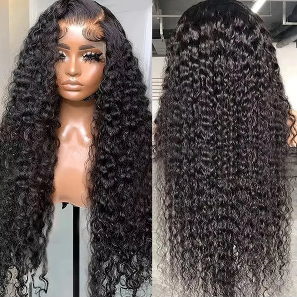 250 Density 13x6 Kinky Curly HD Lace Frontal Wigs Brazilian 42 40 Inch Water Deep Wave 13x4 Lace Front Human Hair Wig For Women