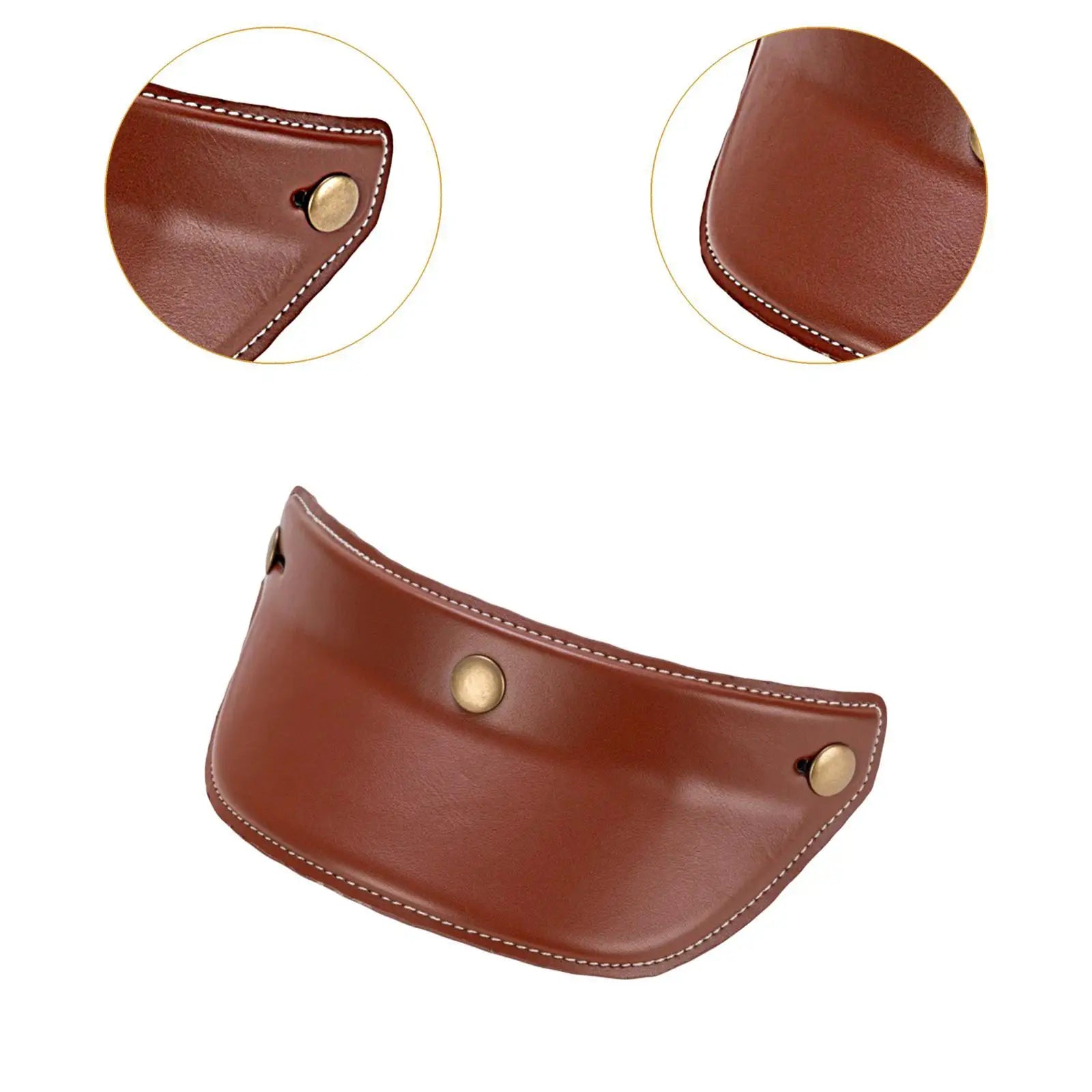 Helmet Sun Visor PU Leather 3 Snap Button Peak Shield Universal Accessory for Motorbike Half Open Face Helmets