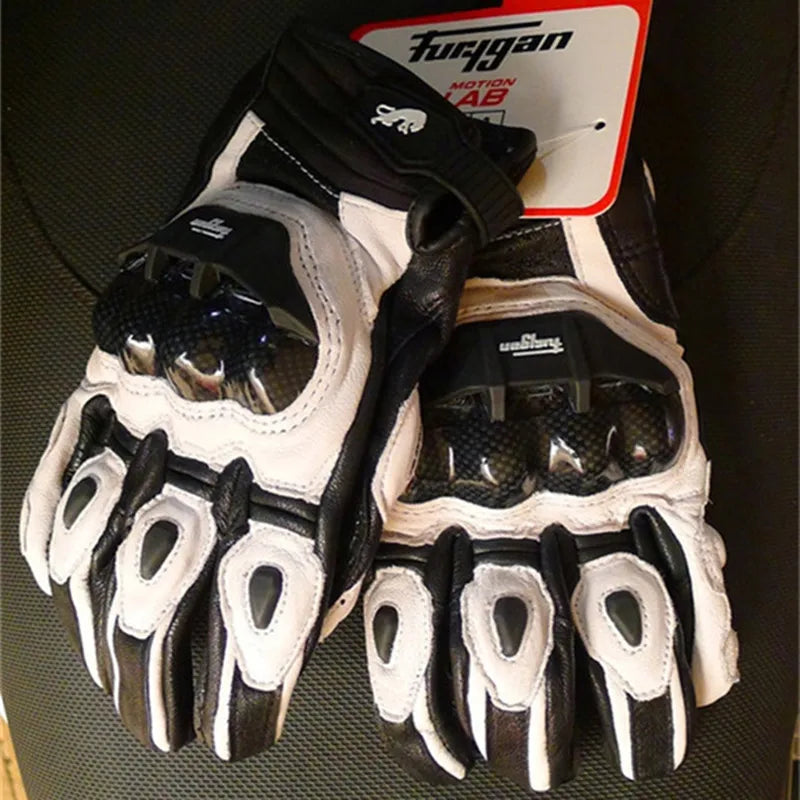 AFS 6 Motorcycle Leather Gloves Carbon Fiber Protective Gloves Men Black Motocross Motorbike Glove Racing Riding Gloves M-XXL