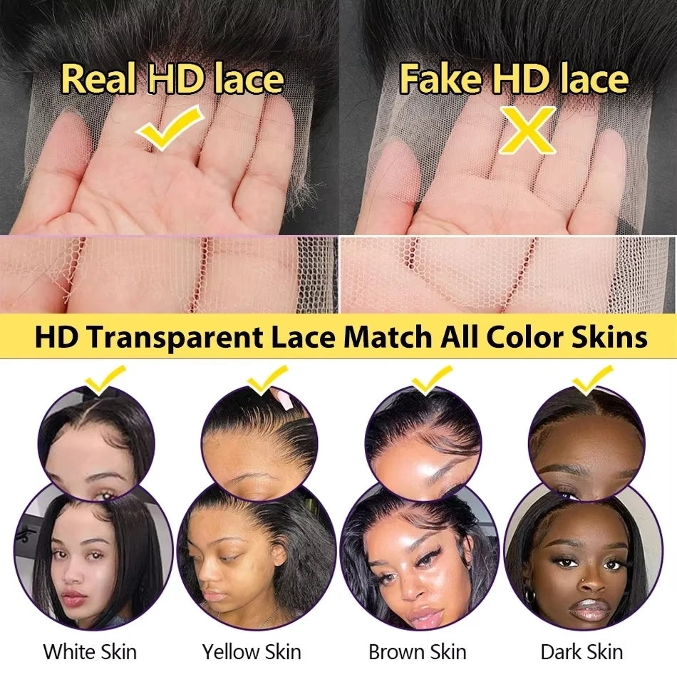 200% Density 13x4 Bone Straight Brazilian Front Human Hair Wig 13x6 HD Transparent Lace Frontal Wigs Pre Plucked For Black Women