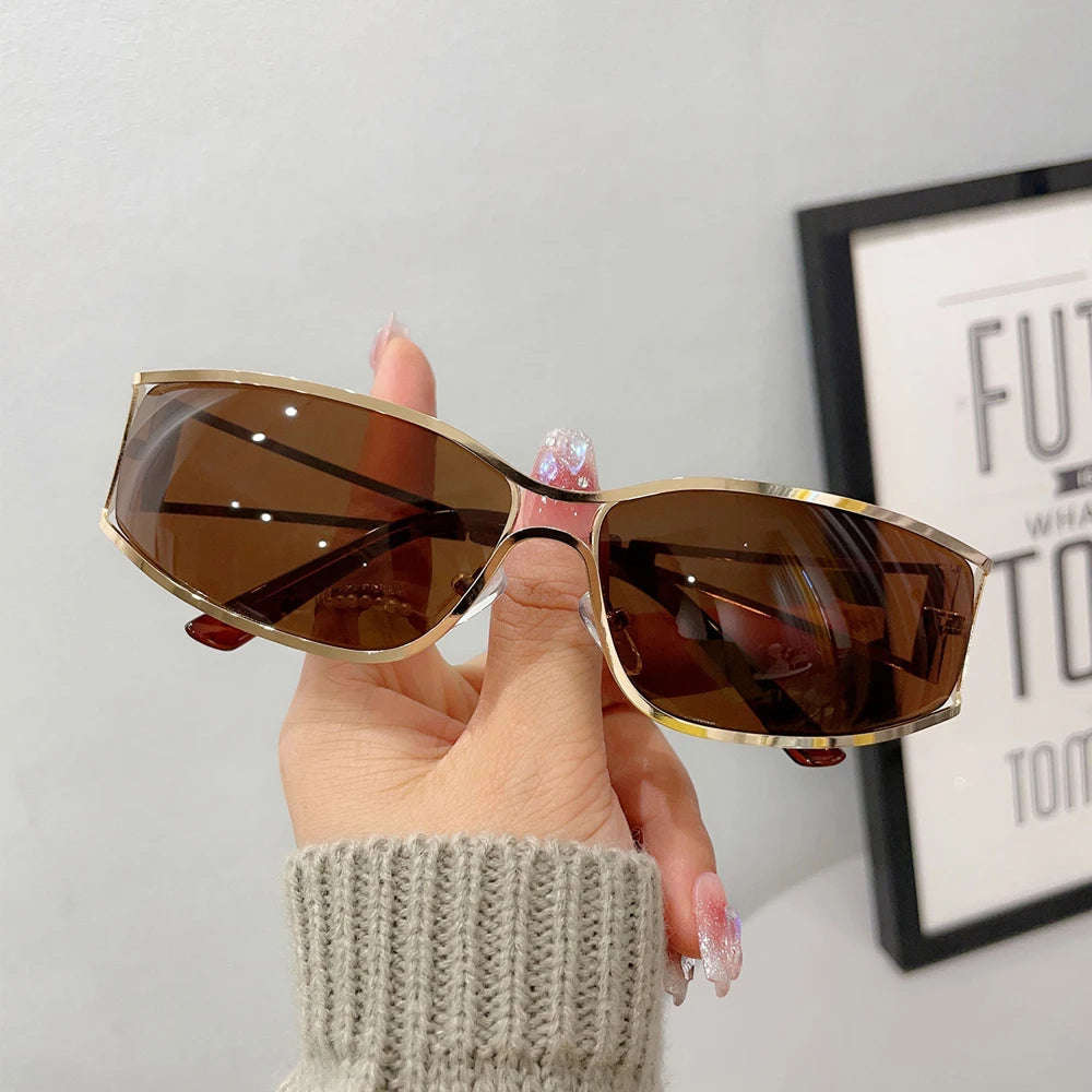 Y2K Women's Sunglasses New Punk Motorcycle Goggles Trendy Fashion Men Sports Driving Sun Glasses Vintage UV400 Riding Shades