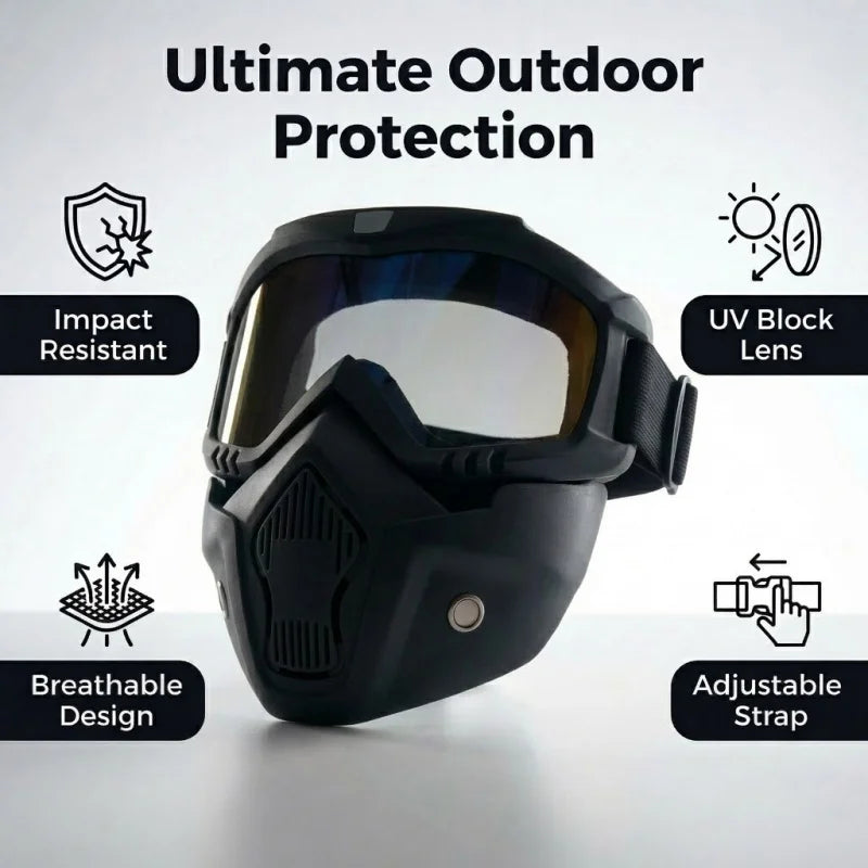 Cycling Dustproof Adjustable Motorcycle Goggles Breathable Full Face Protective Sunglasses Riding Outdoor Sport Windproof Mask