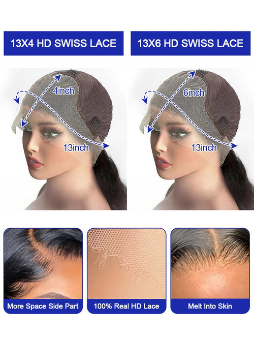 300 Density 13x6 HD Bone Straight Lace Front Wigs Human Hair Brazilian 40 Inch 13x4 Full Lace Frontal Human Hair Wigs For Women