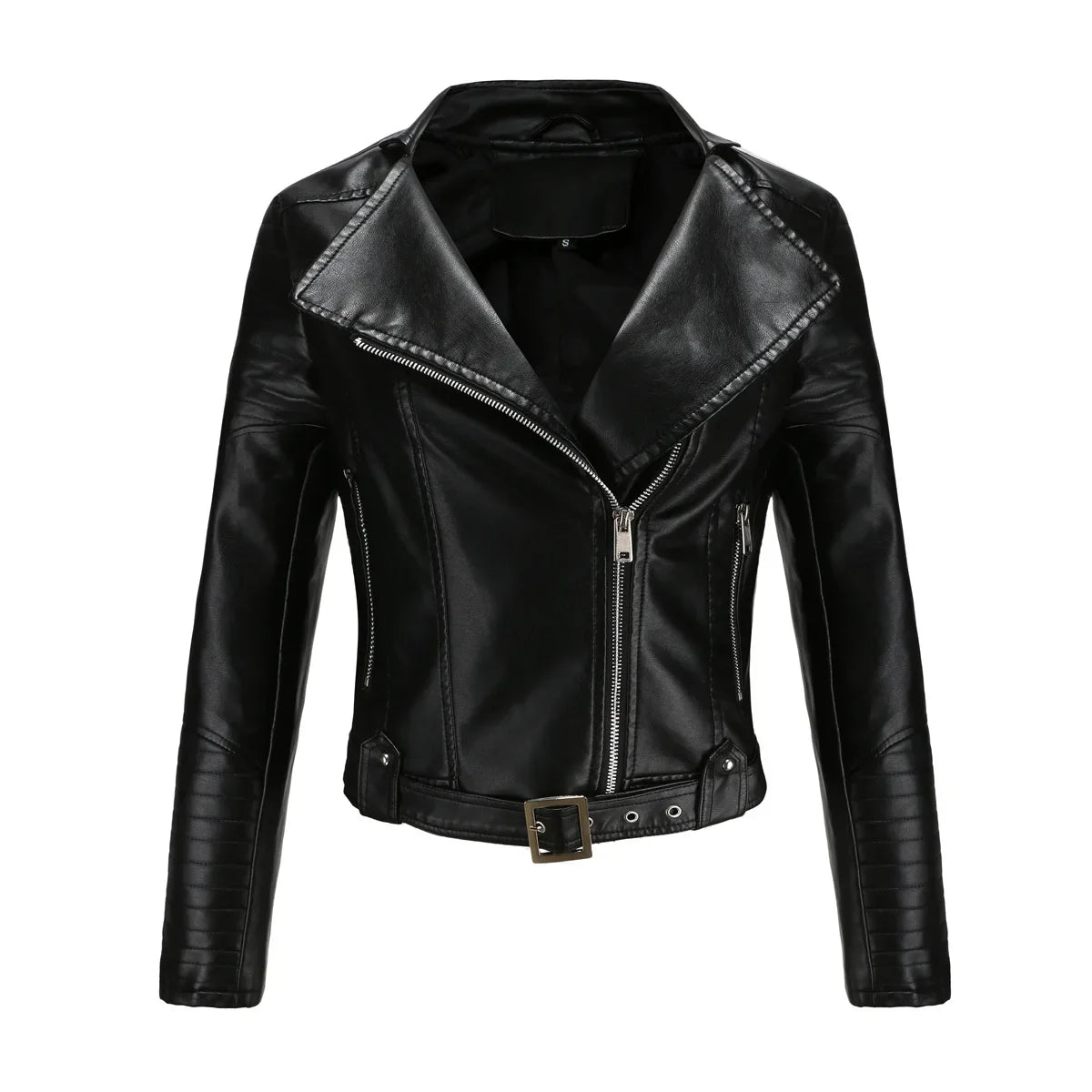 black high-quality clothing Leather coat spring women leather jacket slim motorcycle clothing Zipper fashion jackets and coats