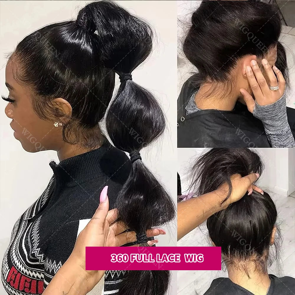 Ultra-thin Invisible Melt Skins 360 HD Full Lace Front Wigs Human Hair Can ponytail Invisible Strap Straight 13x4 Lace Front Wig
