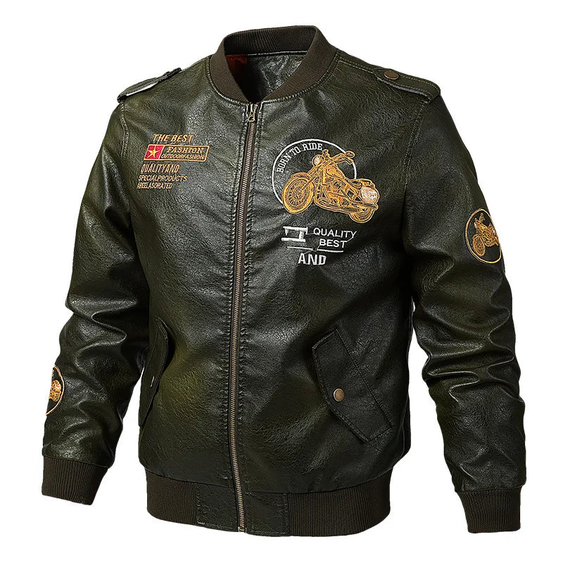PU Leather Motorbike Jacket Men Autumn Winter Plush Washed Retro Motorcycle Jacket Motorcycle Accessories Moto Jacket Men