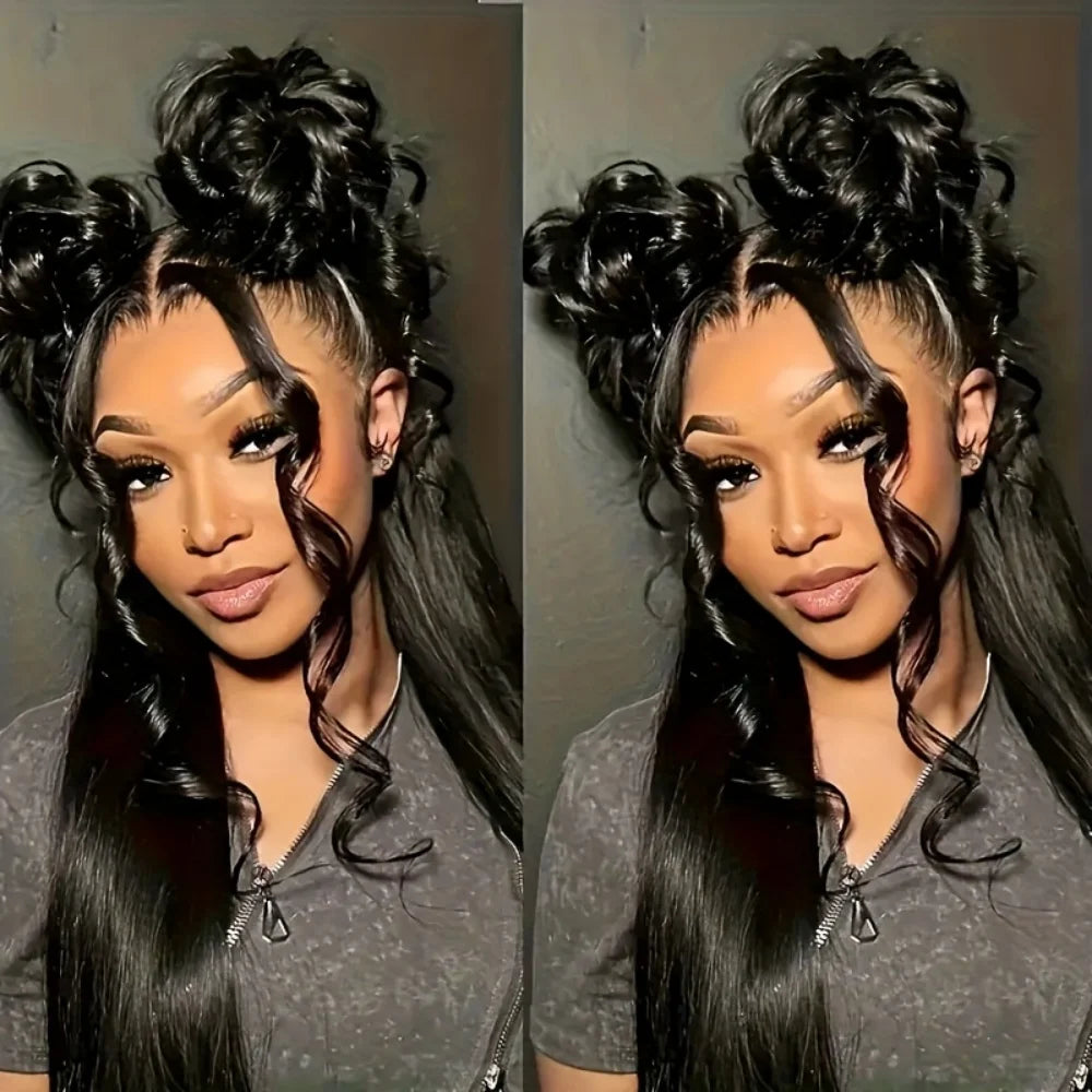 300% Density 360 Lace Front Wigs with Invisible Drawstring Straight Human Hair Wig Brazilian Hair HD Lace Frontal Wigs for Women